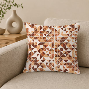 Moderne Karamellbraune Geometrische Dreiecksmuster Kissen