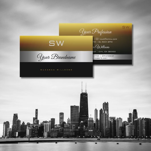 Moderne karamellige schwarze Silber-Dekoration und Visitenkarte