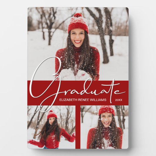 Moderne Kardinal Roter Abschluss FotoCollage Fotoplatte (Vorderseite)