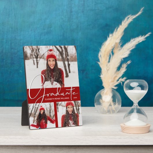 Moderne Kardinal Roter Abschluss FotoCollage Fotoplatte (Seite)