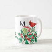 Moderne Kardinals-Stechpalmen-Monogramm-Klassik-Ta Kaffeetasse (VorderseiteRechts)