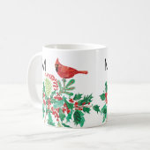 Moderne Kardinals-Stechpalmen-Monogramm-Klassik-Ta Kaffeetasse (Vorderseite Links)