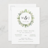 Moderne Karettmonographie-Hochzeit Rette D Ankündigungspostkarte (Vorne/Hinten)