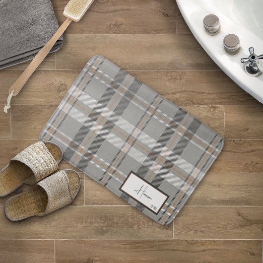 Moderne Karierte Cloud Gray Bath Mat Badematte