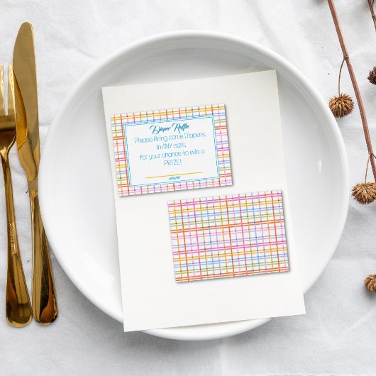 Moderne Karierte Farbige Regenbogen-Windel-Raffle Begleitkarte