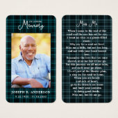 Moderne Karierte Foto-Beerdigungskarte (Vorne & Hinten)