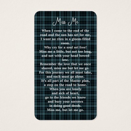 Moderne Karierte Foto-Beerdigungskarte (Rückseite)