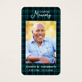 Moderne Karierte Foto-Beerdigungskarte (Vorderseite)