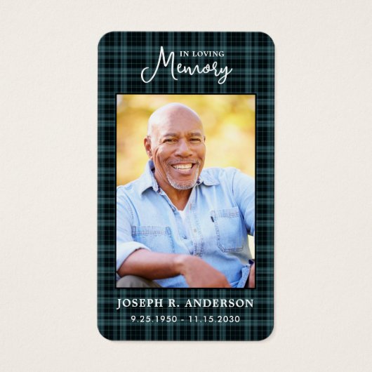 Moderne Karierte Foto-Beerdigungskarte (Vorderseite)