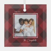Moderne Karierte Foto Weihnachtsschmuck (Vorderseite)