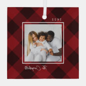 Moderne Karierte Foto Weihnachtsschmuck (Rückseite)
