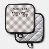 Moderne, karierte, graue Schachbretter Topflappen (Vorderseite/Rückseite)