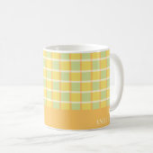 Moderne karierte grüne gelbe orange personalisiert kaffeetasse (VorderseiteRechts)