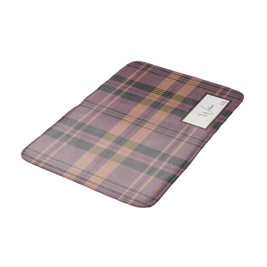 Moderne Karierte Heather Bath Mat Badematte (Schrägansicht)