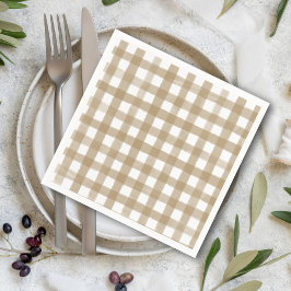 Moderne Karierte Hochzeit mit Gold und Weiß Serviette