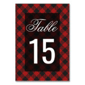 Moderne Karierte Hochzeit mit Red Buffalo Tischnummer (Rückseite)