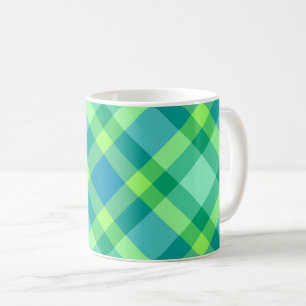 Moderne Karierte Jade Green & Turquoise aus dem Mi Kaffeetasse