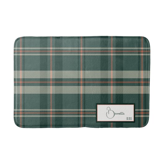 Moderne Karierte Juniper Bath Mat Badematte (Vorderseite)