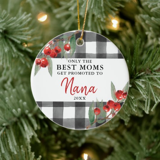 Moderne Karierte Mama für Nana Personalisiert Keramik Ornament (Baum)