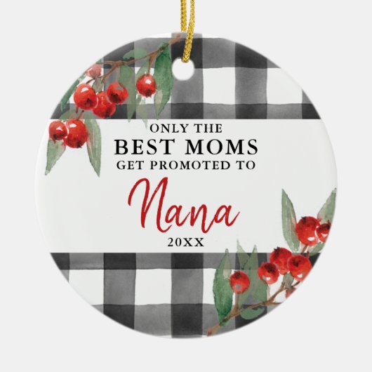 Moderne Karierte Mama für Nana Personalisiert Keramik Ornament (Vorne)