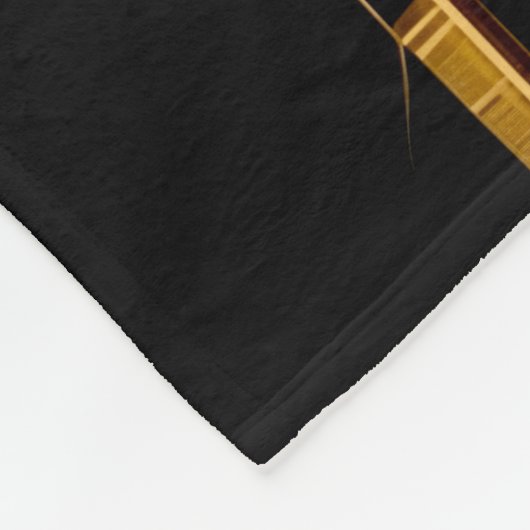 Moderne karierte Monogramm, abstrakt, gold und sch Fleecedecke (Ecke)