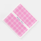 Moderne Karierte rosa Herzenskollektion Serviette (Ecke)