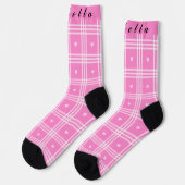 Moderne Karierte rosa Herzenskollektion Socken (Linkes Detail)