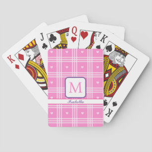 Moderne Karierte rosa Herzenskollektion Spielkarten