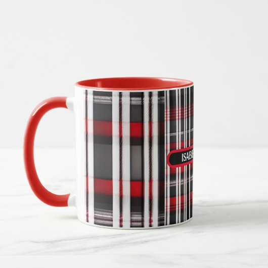 Moderne Karierte Rote Schwarze Sammlung Tasse (Links)