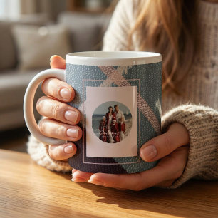 Moderne Karierte Rustikale Foto-Weihnachts-Spezial Jumbo-Tasse