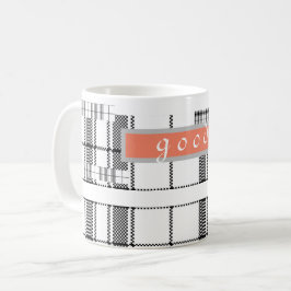 Moderne Karierte Schwarz-Weiß-Klassik-Tasse Kaffeetasse