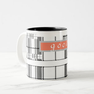 Moderne Karierte Schwarz-Weiß-Klassik-Tasse Zweifarbige Tasse