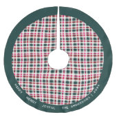 Moderne Karierte Weihnachten | Happy Merry Joyful Polyester Weihnachtsbaumdecke (Vorderseite)