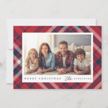Moderne karierte Weihnachts-Familienfotos nach Maß