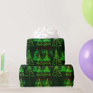 Moderne Karierte Weihnachtsbäume Geschenkpapier