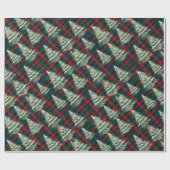 Moderne Karierte Weihnachtsbäume Geschenkpapier (Flach)