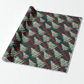 Moderne Karierte Weihnachtsbäume Geschenkpapier (Ungerollt)