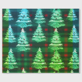 Moderne Karierte Weihnachtsbäume Geschenkpapier (Flach)