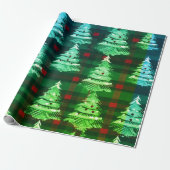 Moderne Karierte Weihnachtsbäume Geschenkpapier (Ungerollt)