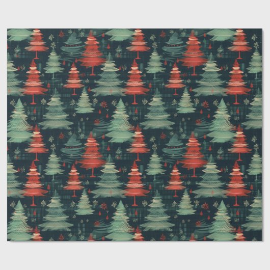 Moderne Karierte Weihnachtsbäume Geschenkpapier (Flach)