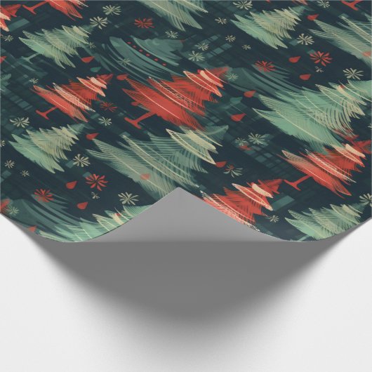 Moderne Karierte Weihnachtsbäume Geschenkpapier (Ecke)