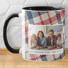 Moderne Karierte Weihnachtsfamilie Tasse