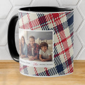 Moderne Karierte Weihnachtsfamilie Tasse