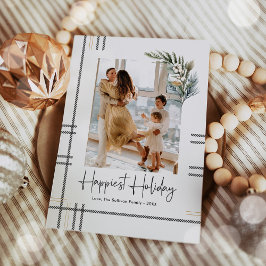 Moderne Karierte Weihnachtsfotokarte Feiertagskarte