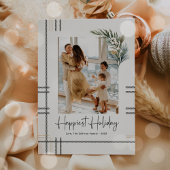 Moderne Karierte Weihnachtsfotokarte Feiertagskarte