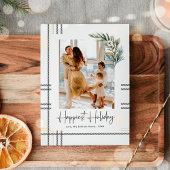 Moderne Karierte Weihnachtsfotokarte Feiertagskarte