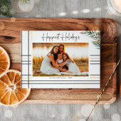 Moderne Karierte Weihnachtsfotokarte Feiertagskarte