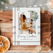 Moderne Karierte Weihnachtsfotokarte Feiertagskarte