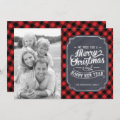 Moderne Karierte Weihnachtsfotokarten Feiertagskarte (Vorne/Hinten)