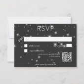 Moderne Karkohle-Schwarze Winter-Sparkle-Hochzeit RSVP Karte (Vorderseite)